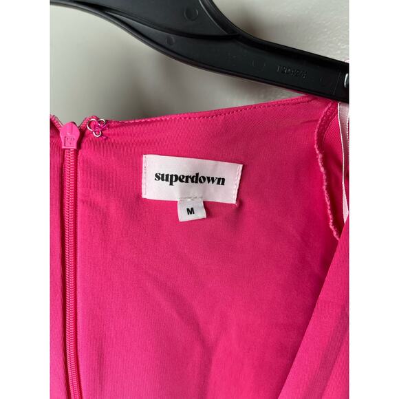 REVOLVE Superdown White Label Martyna Deep V Fully Lined Dress In Fuchsia - Picture 6 of 6